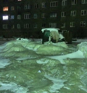Extreme Cold Freezes Hot Water Pipes And Creates Huge Frozen Sea