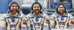 Soyuz tm-3 crew aleksander viktorenko, muhammed faris (syria), and aleksandr pavlovich aleksandrov during training, 1987.