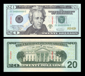 Image shows the new $20 bill, which was unveiled at the Bureau of Engraving and Printing in Washingt..