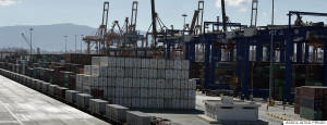 A freight train line at the port of Piraeus, where Chinese shipping giant Cosco controls two of the three container terminals, is pictured during its inauguration by Chinese Prime Minister Li Keqiang and his Greek counterpart Antonis Samaras on Friday June 20, 2014. Li is in Greece on a three day official visit during which both sides are expected to sign bilateral agreements. (AP Photo/Louisa Gouliamaki, Pool)