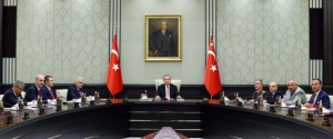 ANKARA, TURKEY - JULY 20: Turkish President Recep Tayyip Erdogan (C) chairs a meeting of the National Security Council (MGK) at the Presidential Palace in Ankara, Turkey on July 20, 2016. (Photo by Kayhan Ozer/Anadolu Agency/Getty Images)