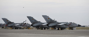 German Tornado jets are pictured on the groung at the air base in Incirlik, Turkey, on January 21, 2016. / AFP / POOL / TOBIAS SCHWARZ (Photo credit should read TOBIAS SCHWARZ/AFP/Getty Images)