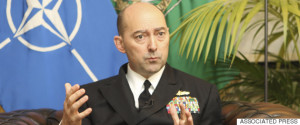 Supreme Allied Commander Europe James Stavridis talks in an exclusive interview with the Associated Press at NATO headquarters in Brussels, Friday Dec. 4, 2009. NATO's top official says that at least 25 countries will send a total of about 7,000 additional forces to Afghanistan next year and there are "more to come." (AP Photo/Yves Logghe)