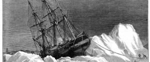 "Vintage engraving from 1878 showing HMS Terror trapped in the Ice. The Terror along with HMS Erebus was part John Franklin's expedition to the Arctic in 1845, where they became trapped in ice near King William Island and were abandoned in 1848."