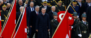 Turkey's President Tayyip Erdogan attends a Republic Day ceremony at Anitkabir, the mausoleum of modern Turkey's founder Ataturk, to mark the republic's anniversary in Ankara, Turkey, October 29, 2016. REUTERS/Umit Bektas     TPX IMAGES OF THE DAY