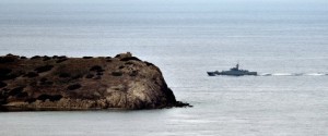 MUGLA, TURKEY - JANUARY 30:  Turkish and Greek coast guard boats patrol around the Kardak islets in the Aegean Sea on the 21st anniversary of Kardak crisis, in Mugla, Turkey on January 30, 2017. Greece and Turkey experienced a military crisis and dispute over the Kardak islands in 1996.  (Photo by Ali Balli/Anadolu Agency/Getty Images)
