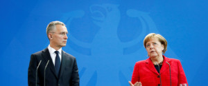 NATO Secretary-General Jens Stoltenberg and German Chancellor Angela Merkel address a news conference following their talks in Berlin, Germany, May 11, 2017. REUTERS/Fabrizio Bensch